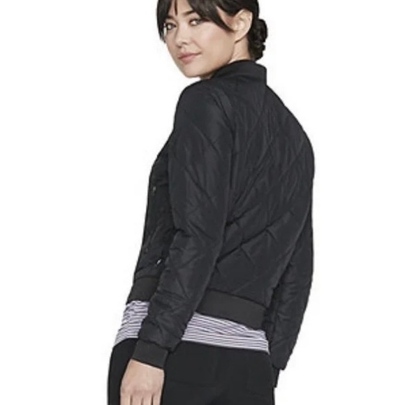 Skechers Logo Milestone Reversible Quilted Pattern Bomber Jacket Black Athletic - Picture 7 of 10